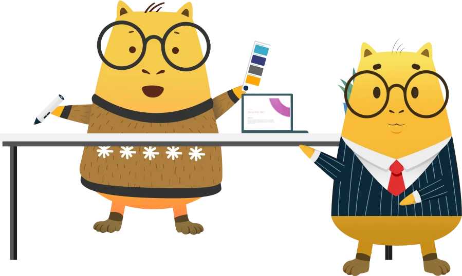 Two Capytech capybara mascots designing an e-learning course together